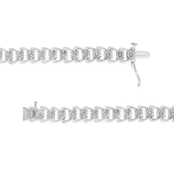 Haus of Brilliance .925 Sterling Silver 1/2 Cttw Diamond Miracle 7" Bracelet - Picture 3 of 7